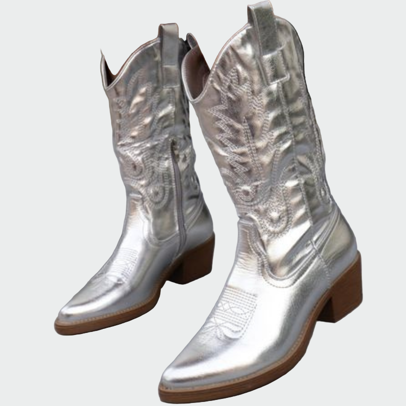 Cvijet | Elegantne i udobne metalik cowboy čizme za svakodnevno nošenje